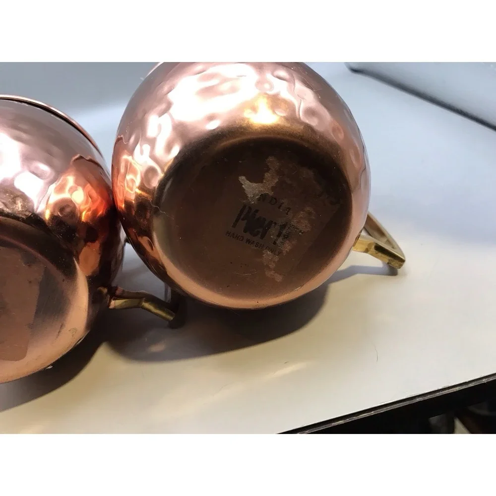 Pair of Pier 1 Moscow Mule Mugs Hammered Copper Stainless steel